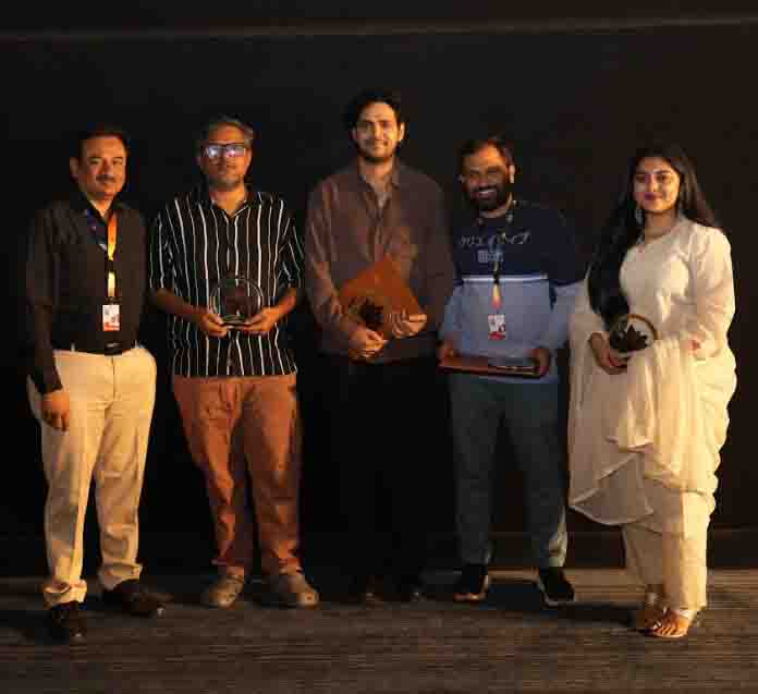 A.K. Maharaja, Head of Indian Panorama, along with director Nanda Kishore Emani, actors Nivetha Thomas and Vishwa Dev Rachakonda, and the team, attended the gala premiere of their film, '35-Chinna Katha Kaadu' copy